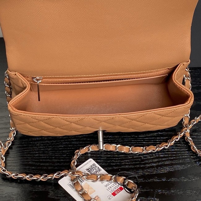 CHANEL Clutch With Chain AS2701 brown&Silver Metal