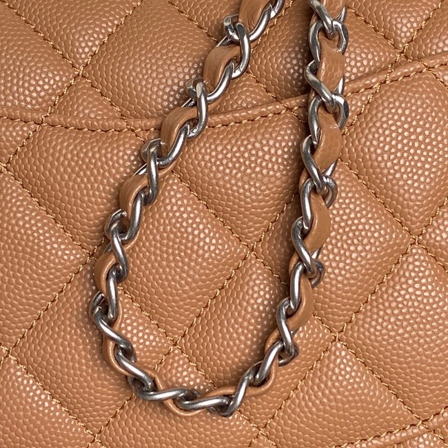 CHANEL Clutch With Chain AS2701 brown&Silver Metal