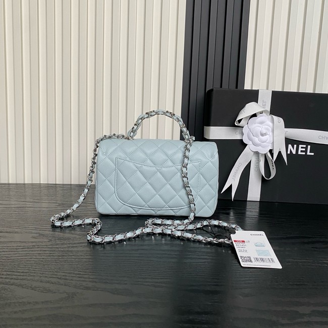 CHANEL Clutch With Chain AS2701 light blue&Silver Metal