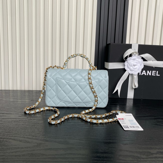 CHANEL Clutch With Chain AS2701 light blue&gold Metal