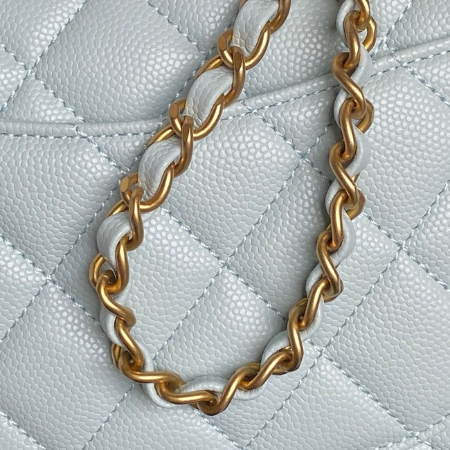 CHANEL Clutch With Chain AS2701 light blue&gold Metal