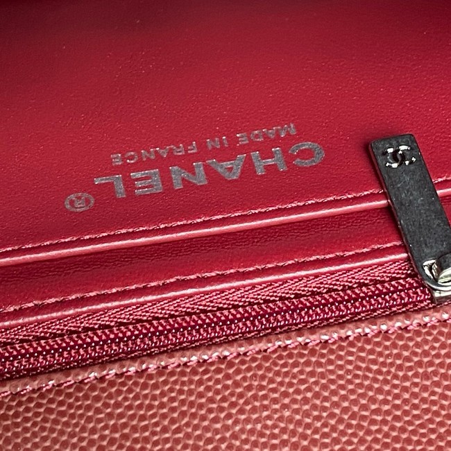 CHANEL Clutch With Chain AS2701 red&Silver Metal
