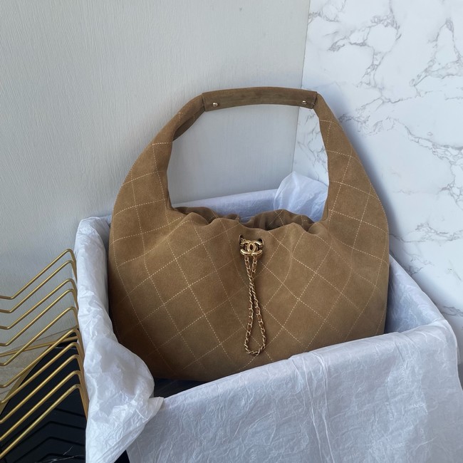 CHANEL Large Hobo Bag Suede AS5967 brown