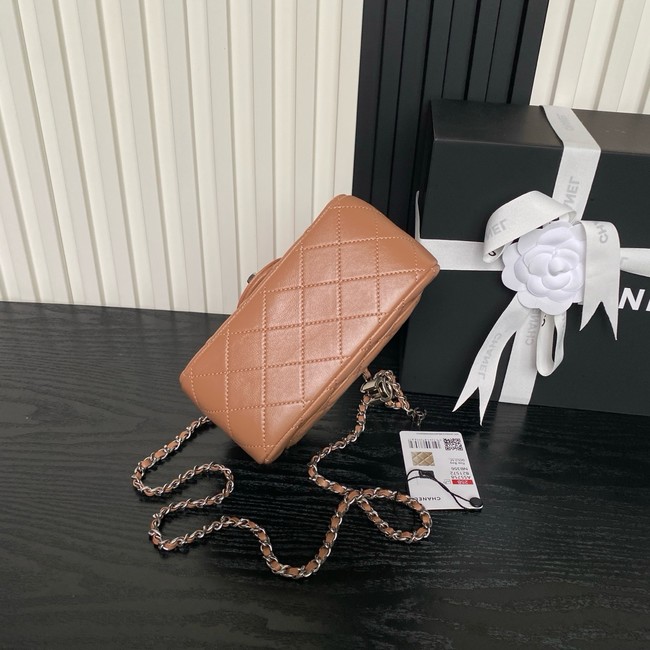 CHANEL Mini Flap Bag AS5758 Camel&Silver Metal