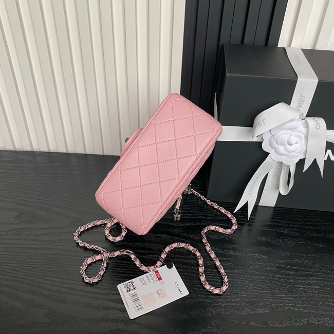 CHANEL Mini Flap Bag AS5758 pink&Silver Metal