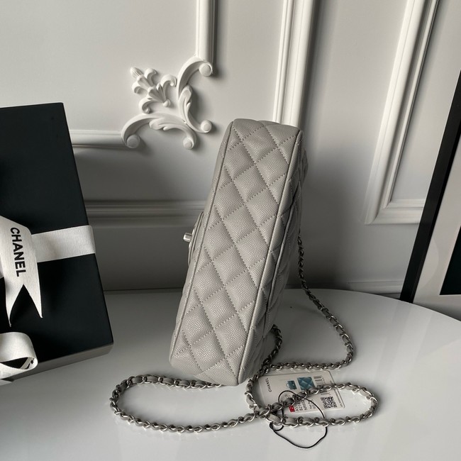 CHANEL Mini Flap Bag with Top Handle AS5702 gray&Silver Metal