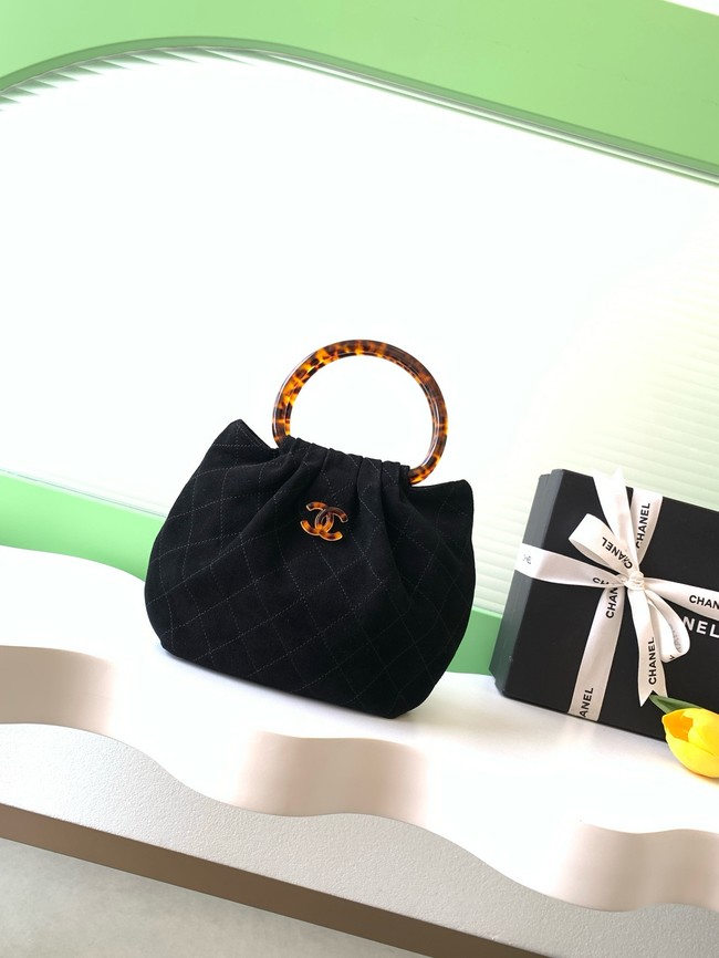 CHANEL Suede Small Hobo Bag AS6022 black