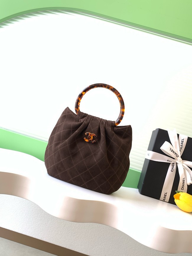 CHANEL Suede Small Hobo Bag AS6022 dark brown