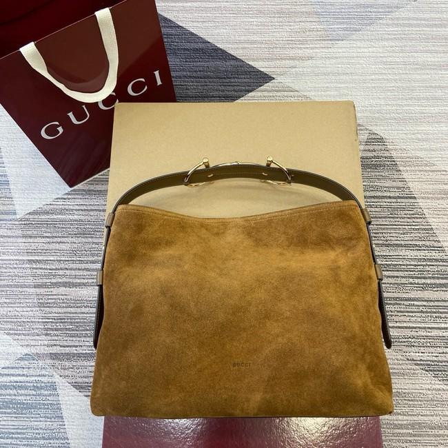 Gucci Beatrix medium tote bag suede 850926 brown