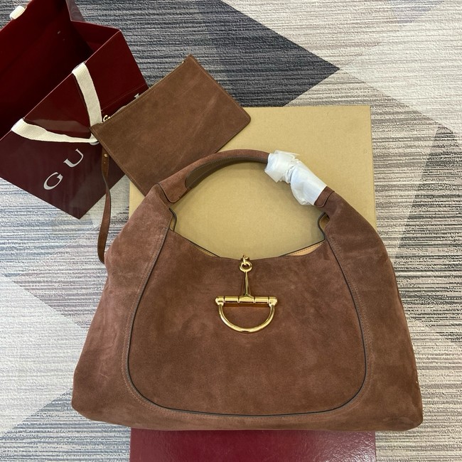 Gucci Softbit maxi shoulder bag Variation 837466  dark brown suede