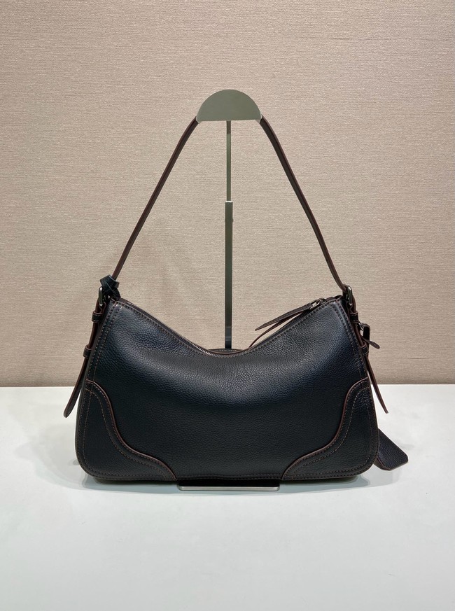 Prada Aimee large leather shoulder bag 1BC280 black