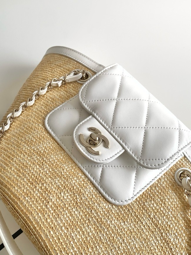 CHANEL Small Tote AS5951 Beige & white
