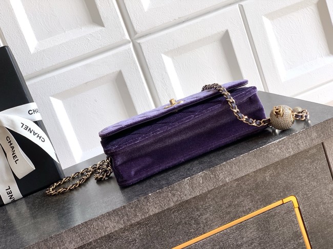 Chanel velvet Wallet On Chain AP1450 Purple
