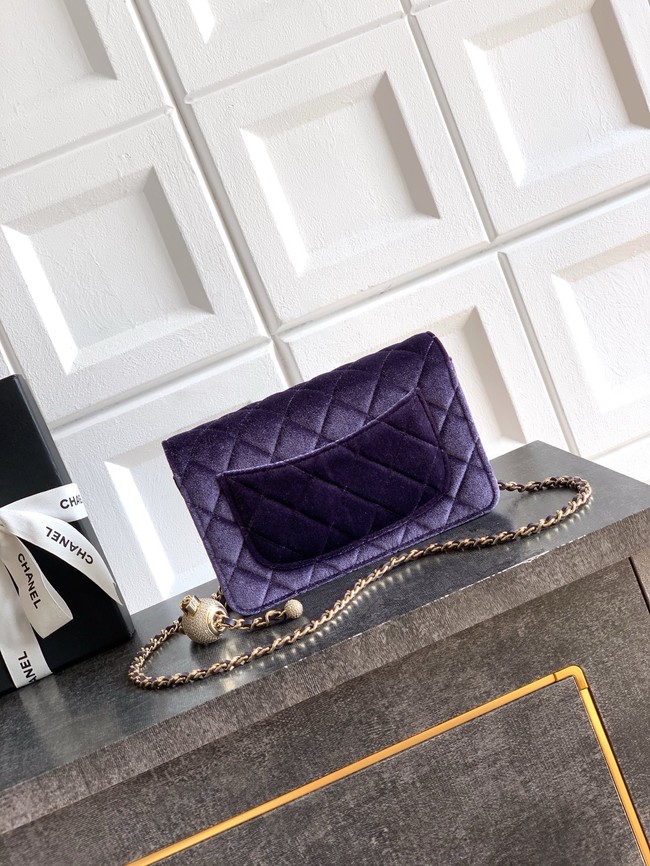 Chanel velvet Wallet On Chain AP1450 Purple