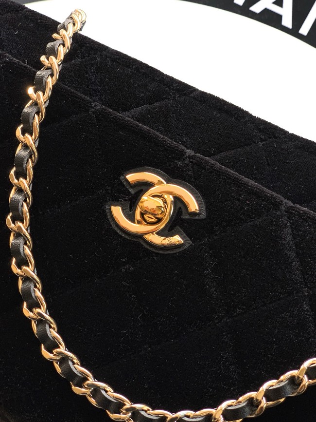 Chanel velvet Wallet On Chain AP1450 black