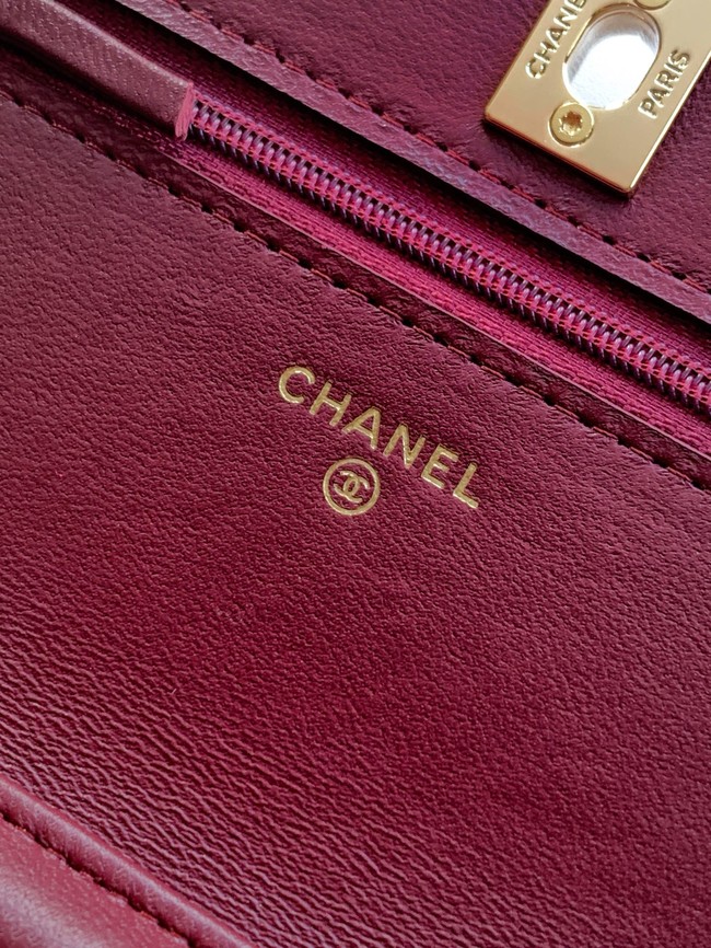 Chanel velvet Wallet On Chain AP1450 red
