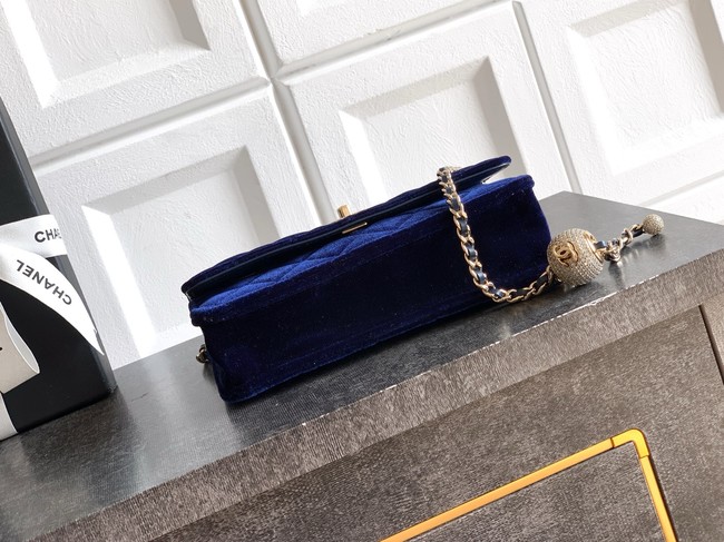 Chanel velvet Wallet On Chain AP1450 dark blue 