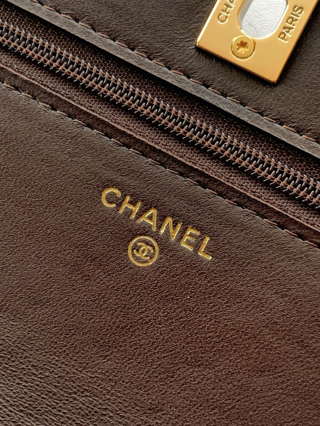 Chanel velvet Wallet On Chain AP1450 dark brown