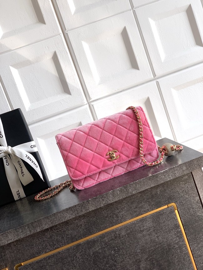 Chanel velvet Wallet On Chain AP1450 pink