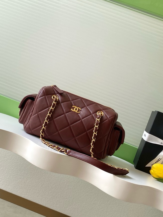 Chanel Lambskin Bowling Bag AS5791 burgundy