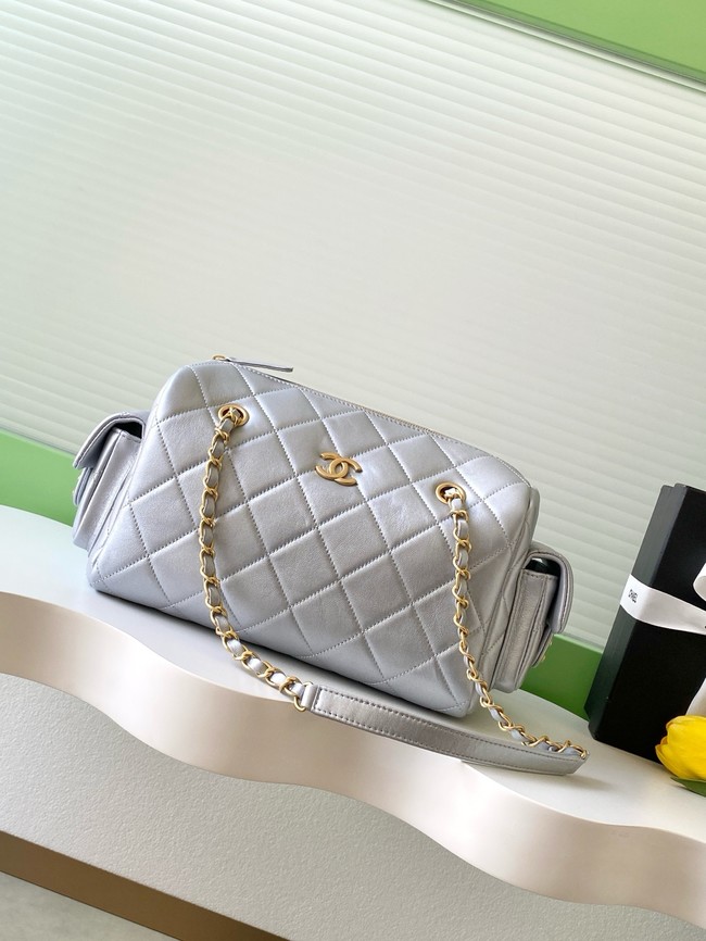 Chanel Lambskin Small Bowling Bag AS5792 Silver