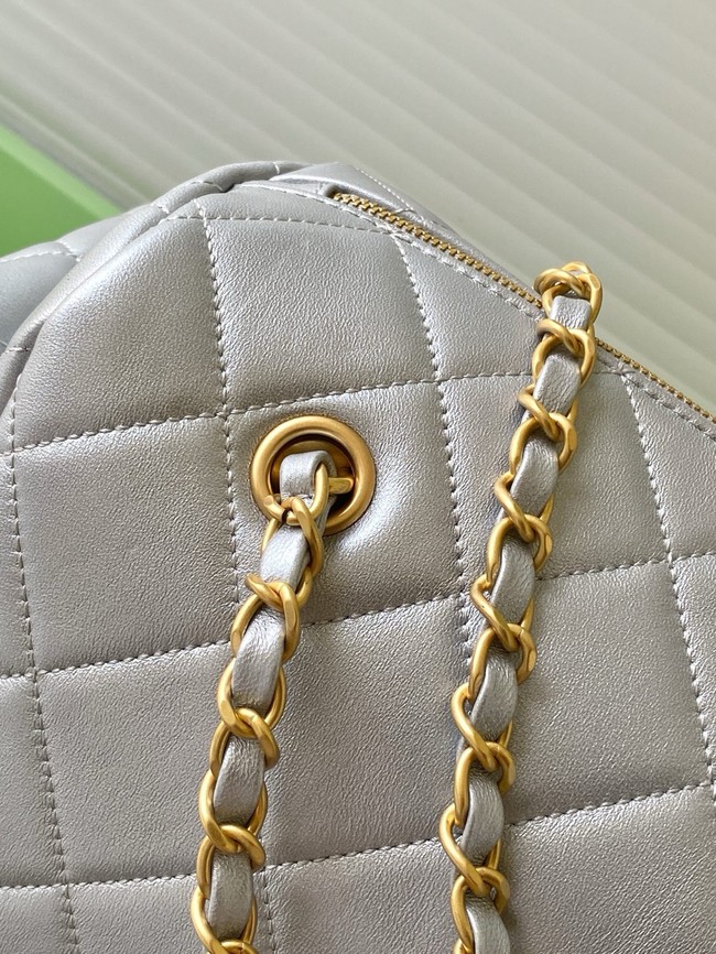 Chanel Lambskin Small Bowling Bag AS5792 Silver