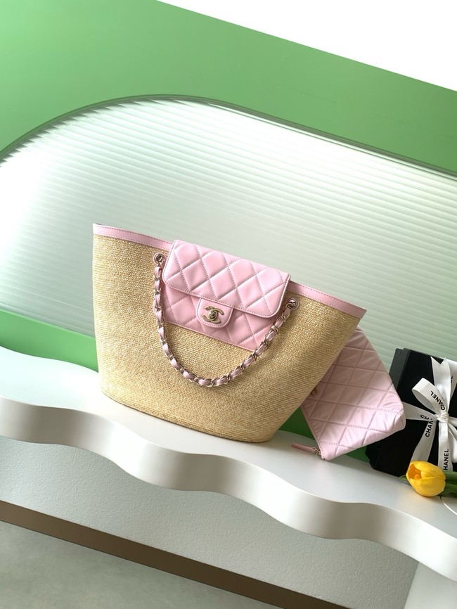 CHANEL Large Tote AS5952 Beige & pink