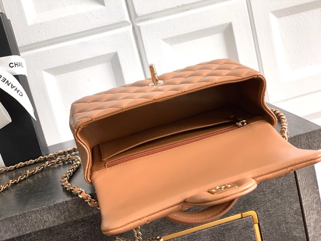 CHANEL Mini Flap Bag with Top Handle AP2431 Camel