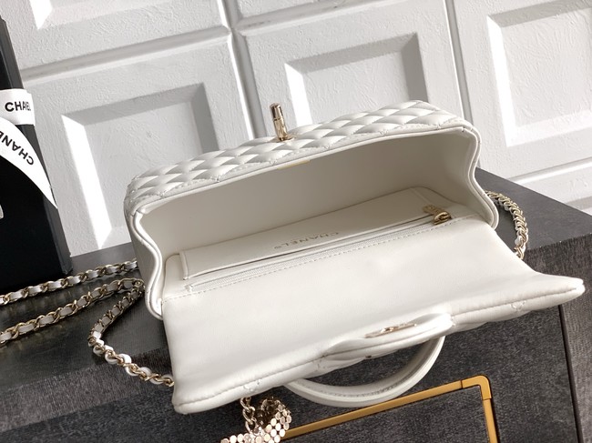 CHANEL Mini Flap Bag with Top Handle AP2431 white