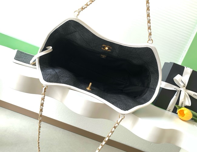 CHANEL Maxi Shopping Bag Braided Raffia AS5463 black
