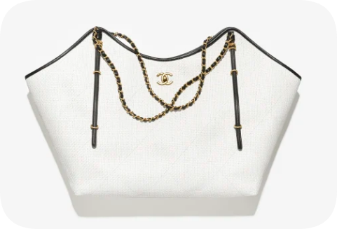 CHANEL Maxi Shopping Bag Braided Raffia AS5463 white