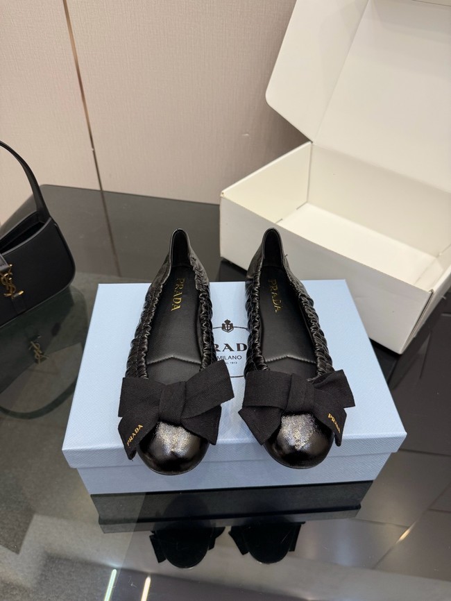 Prada Mordore nappa leather ballerinas with bow 55723-1