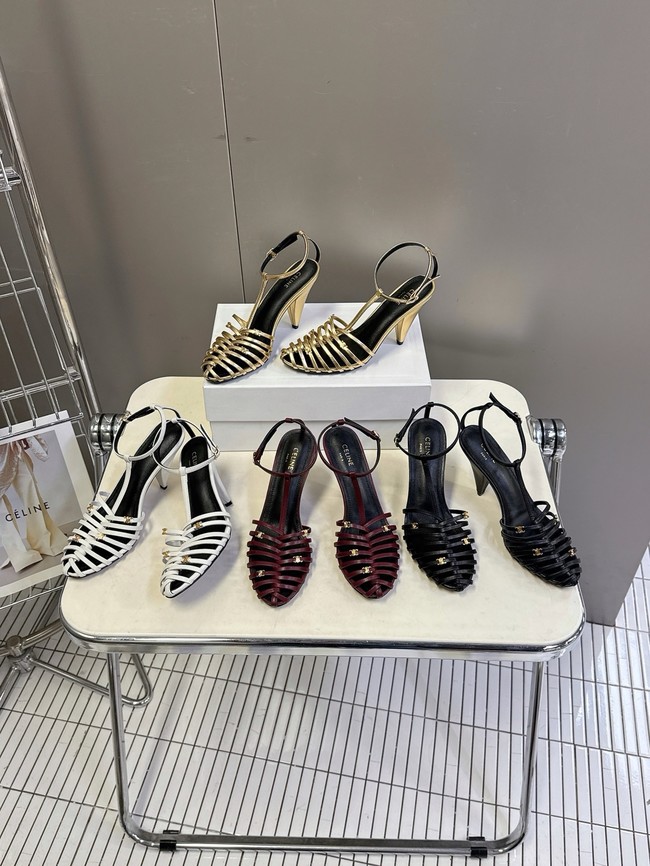 CELINE CAGE STRAPPY SANDAL IN LAMINATED LAMBSKIN 36657-3
