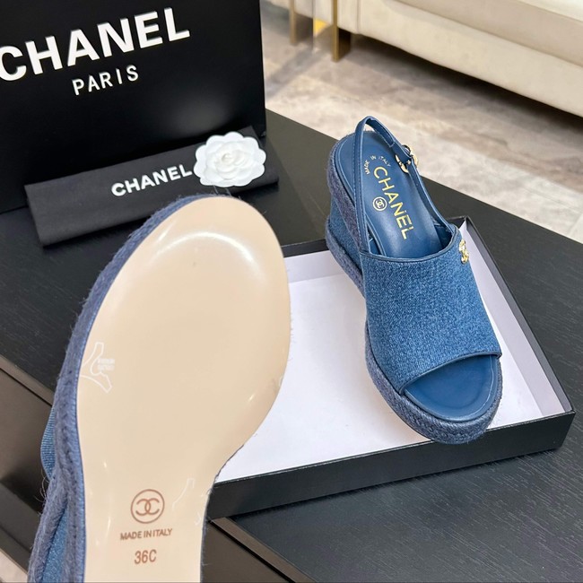 Chanel Sandals Washed Out Denim G47047-1 Blue