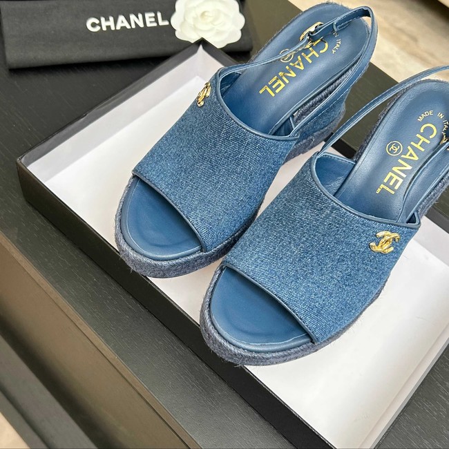 Chanel Sandals Washed Out Denim G47047-1 Blue