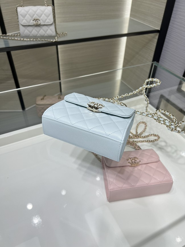 CHANEL CLUTCH WITH CHAIN AP3237 ice blue