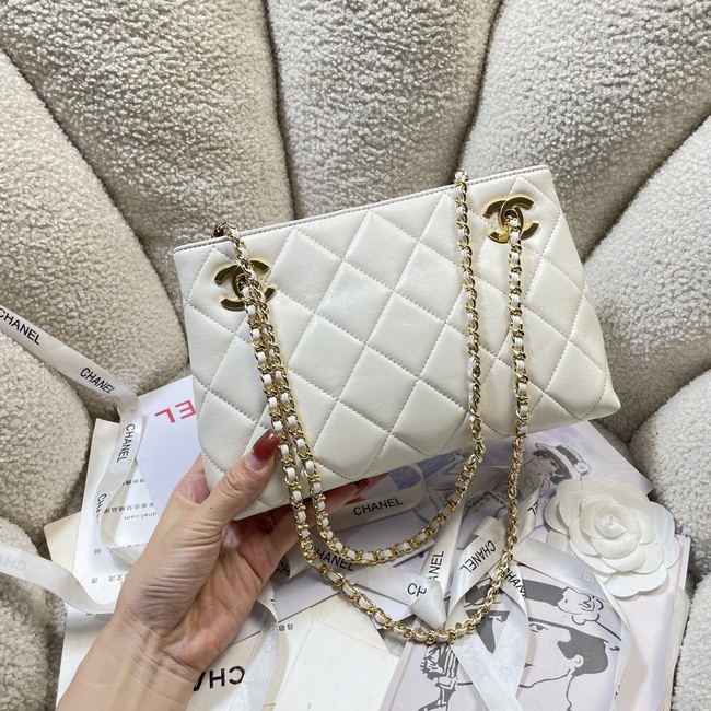 CHANEL Small Tote Lambskin AS6248 white