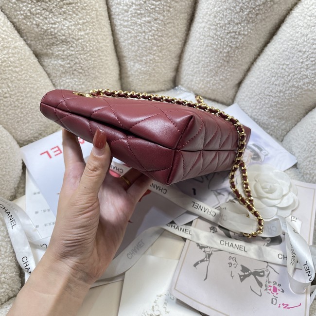 CHANEL Small Tote Lambskin AS6248 wine red