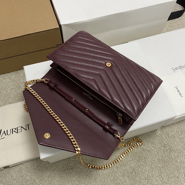 SAINT LAURENT WOC Classic Monogramme Flap Bag 360452 BURGUNDY