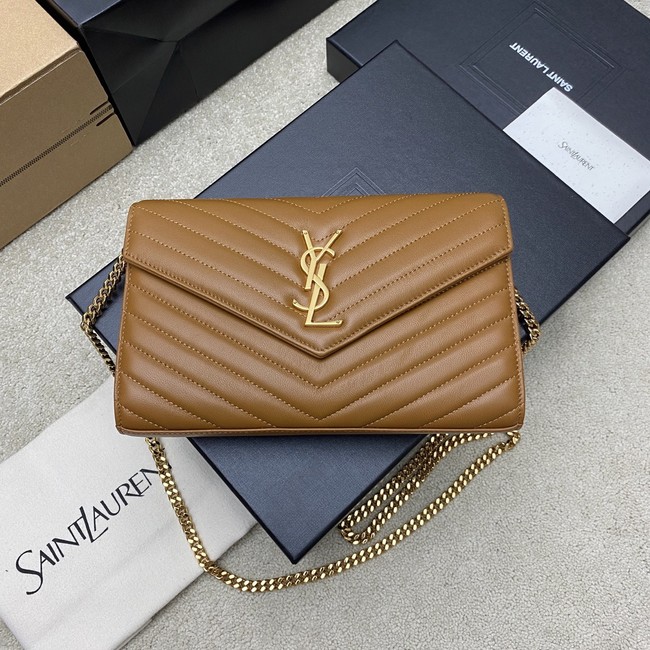 SAINT LAURENT WOC Classic Monogramme Flap Bag 360452 Camel