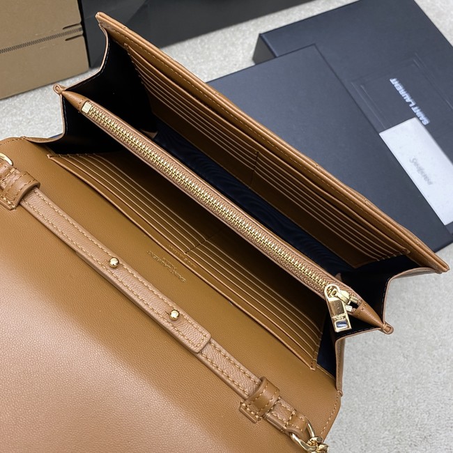 SAINT LAURENT WOC Classic Monogramme Flap Bag 360452 Camel