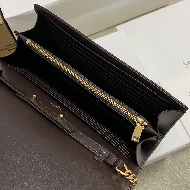 SAINT LAURENT WOC Classic Monogramme Flap Bag 360452 dark brown