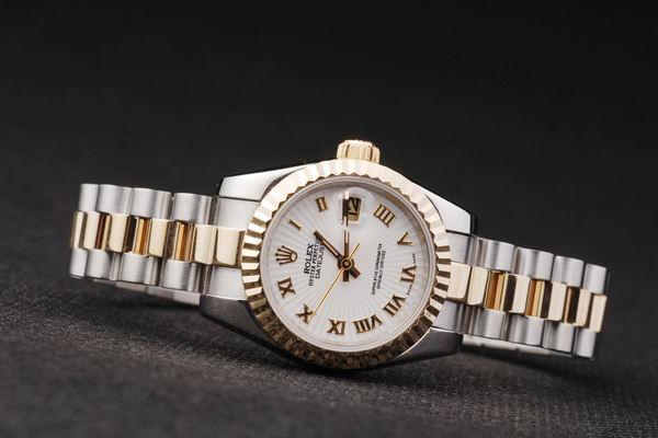 Rolex Datejust Mechanism Golden&White Cutwork Watch-RD2374 Rolex Datejust Mechanism Golden&White Cutwork Watch-RD2374