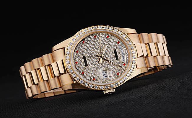 Rolex Day-Date Golden Diamond Cutwork 37mm Men Watch-RD3835 Rolex Day-Date Golden Diamond Cutwork 37mm Men Watch-RD3835