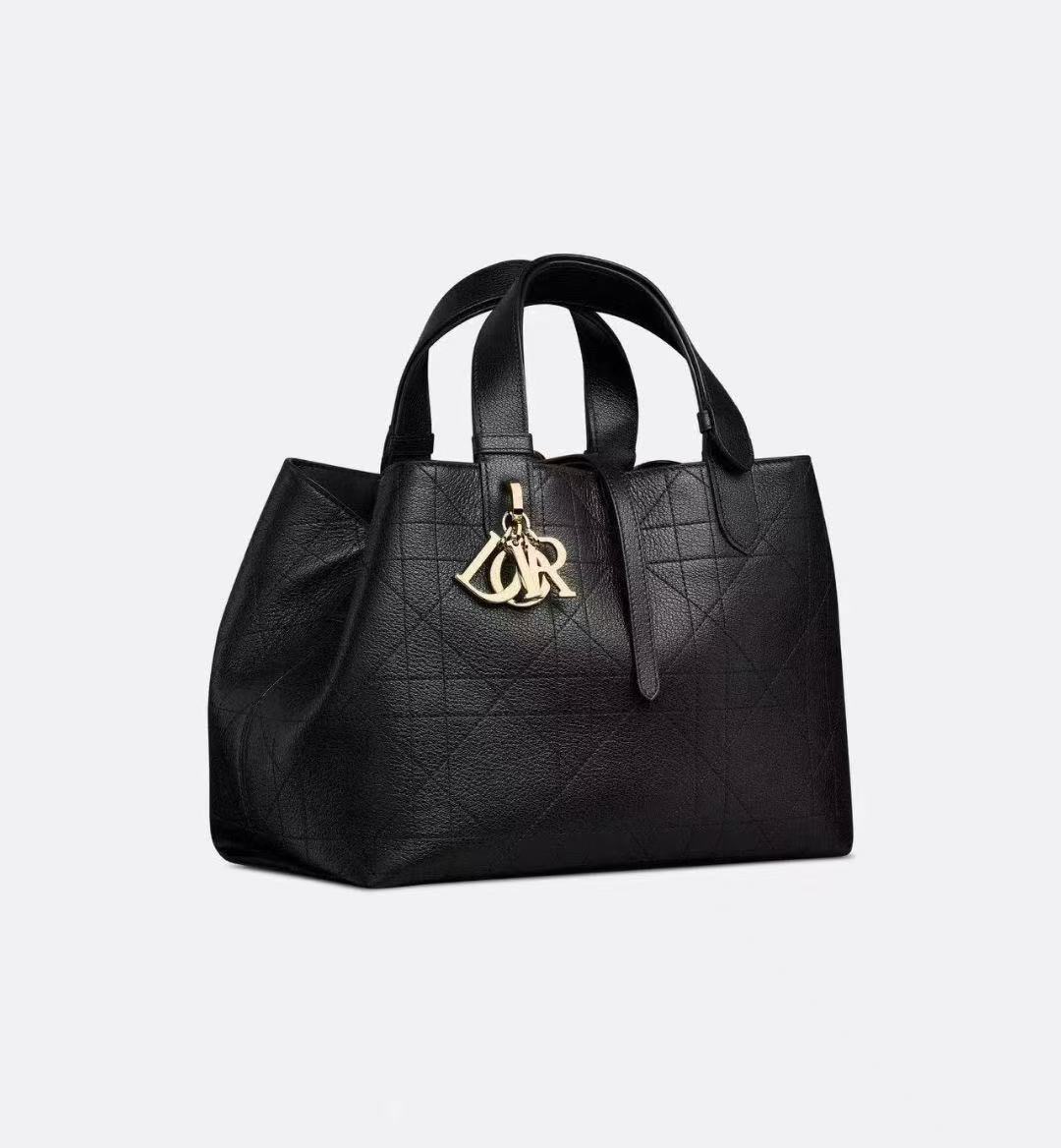 Large Dior Toujours Bag Original Calfskin Leather Bag M2820SN Black