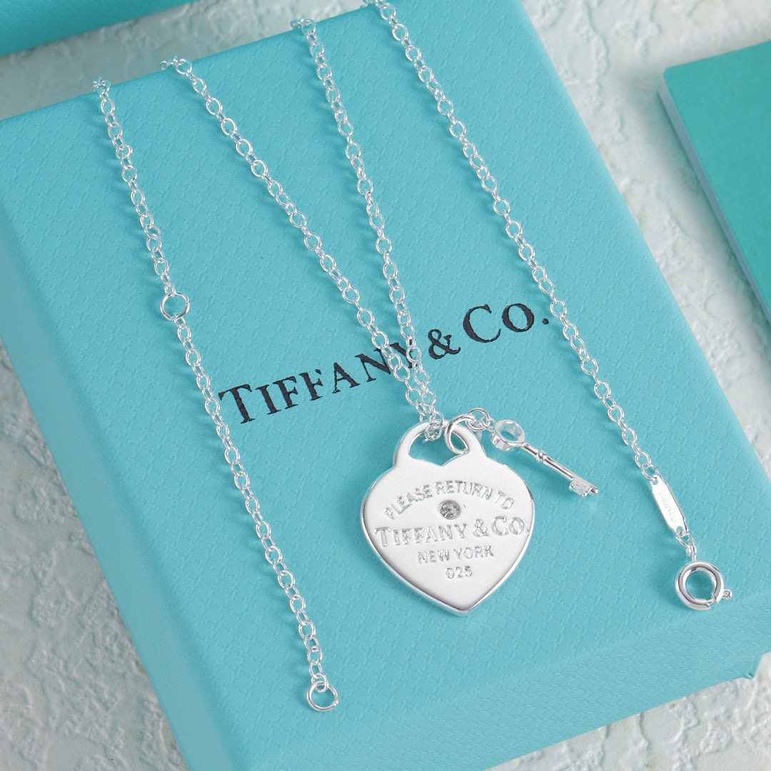 Tiffany Heart Tag and Key Necklace TF80765 