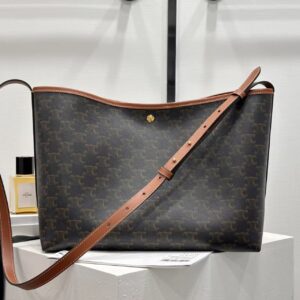 Celine Logo Print And Soft Cowhide Leather Shopping Bag