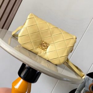 LOEWE Goya Puffer Pleated Mini Leather Shoulder Bag